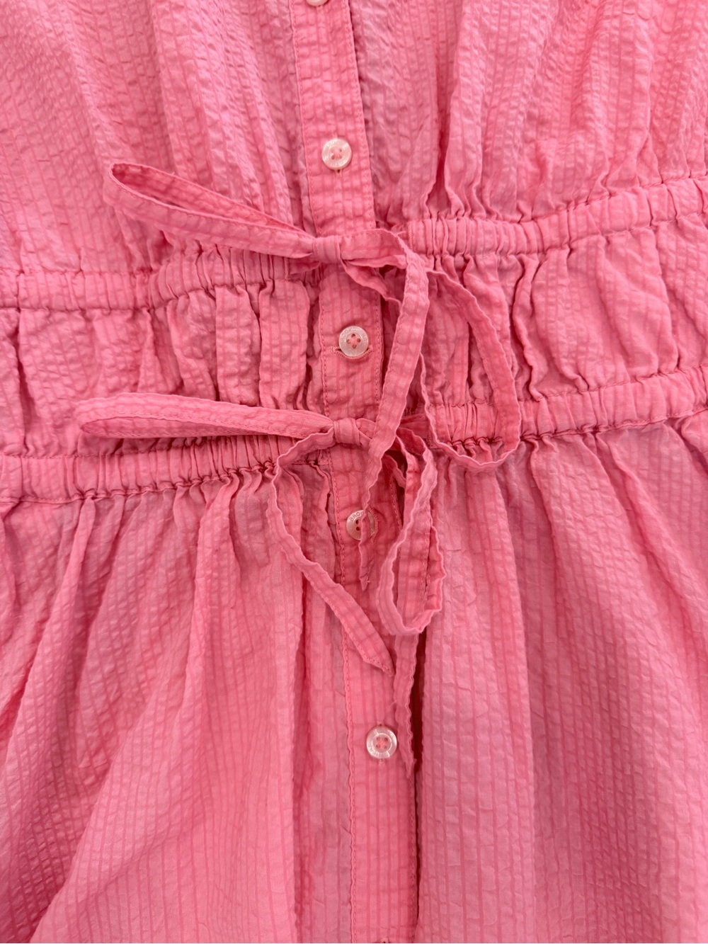 Brooks Brother Cotton Smocked Waist Cap-Sleeve Shirt Dress - Picture 4 of 7